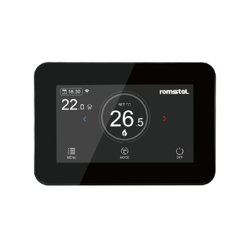 Термостат для теплої підлоги Romstal EcoHeat 300, Wi-Fi, чорний